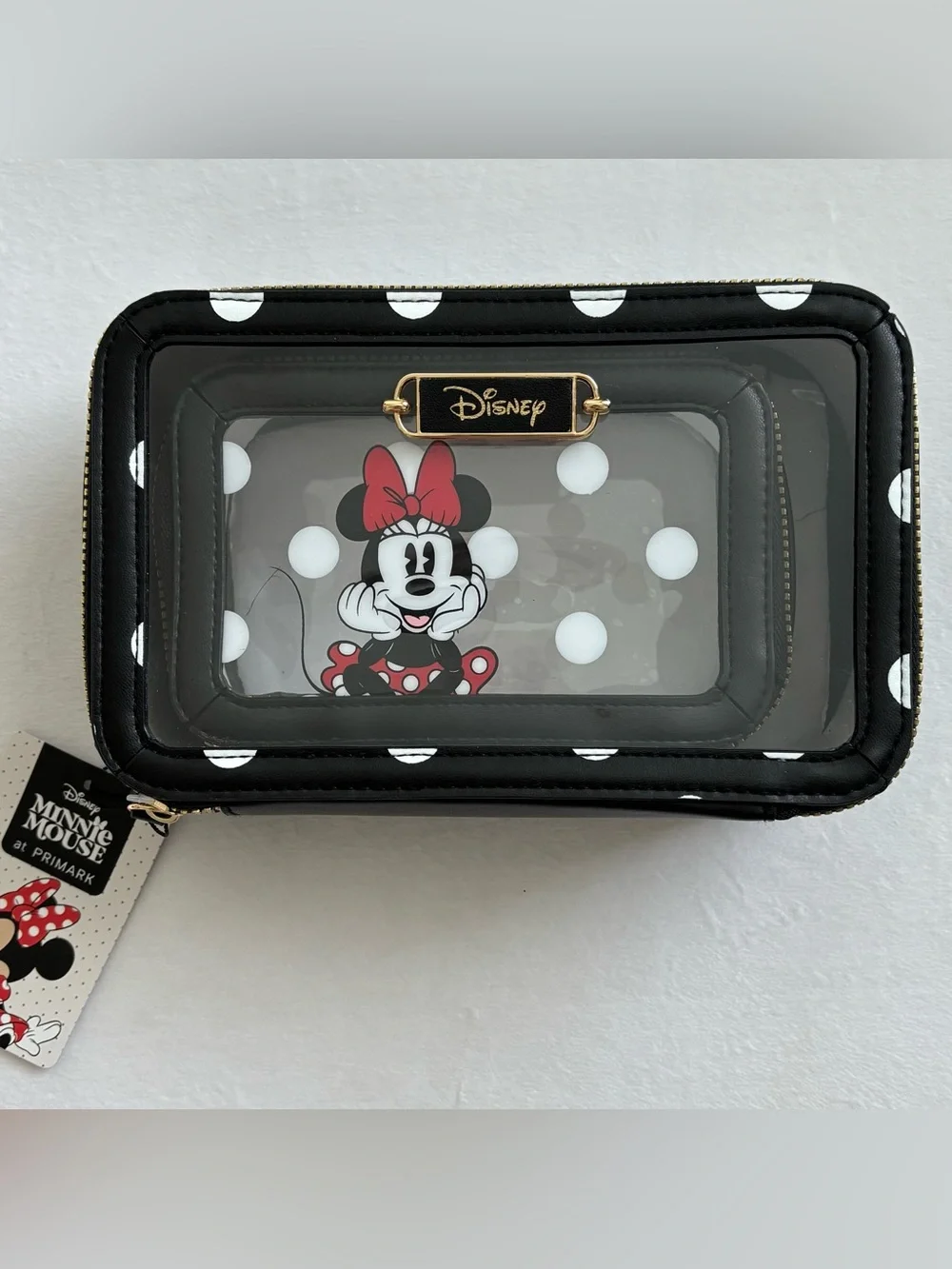 Disney Primark Minnie Mouse Set of Two Clear Cosmetic Makeup Travel Bags NWT